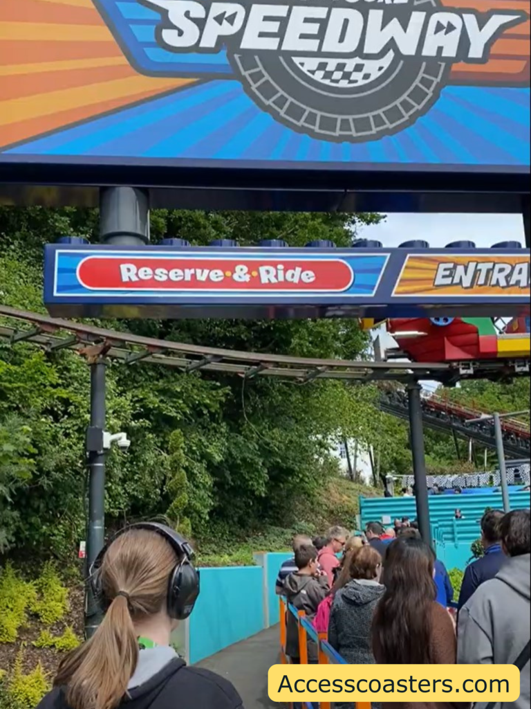 Image of Iona walking into the reserve and ride entrance for Minifigure speedway. 