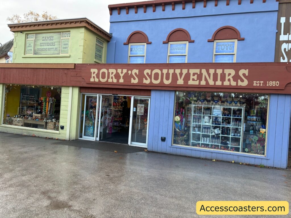 ousidr of gift shop that is coboy themed with sign saying Rory's Sovnears