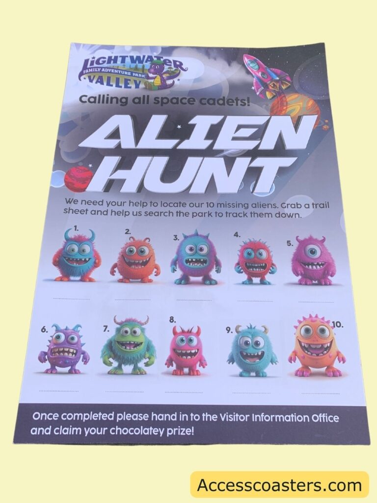 image shows the alien hunt sheet with 10 images of Alien to find the name for. 