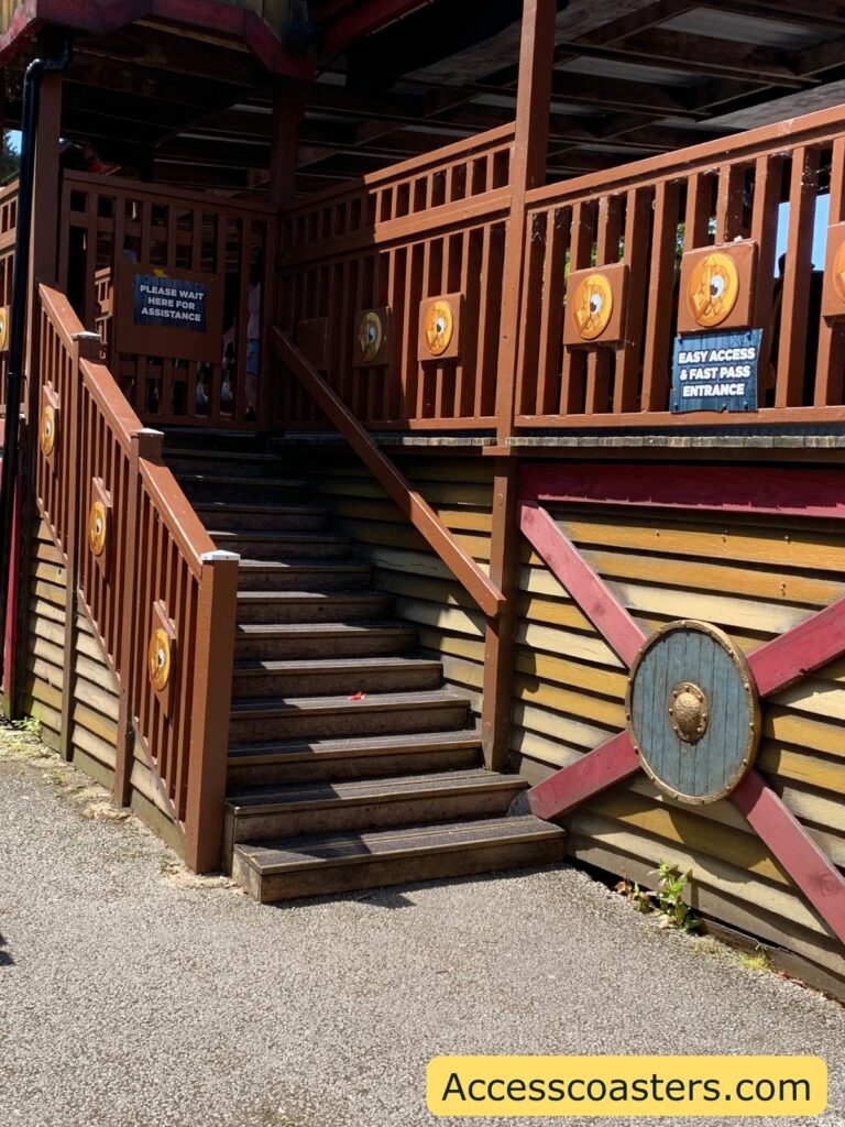 image shows stair leading up to the easy access pass entrance for Jormungandr