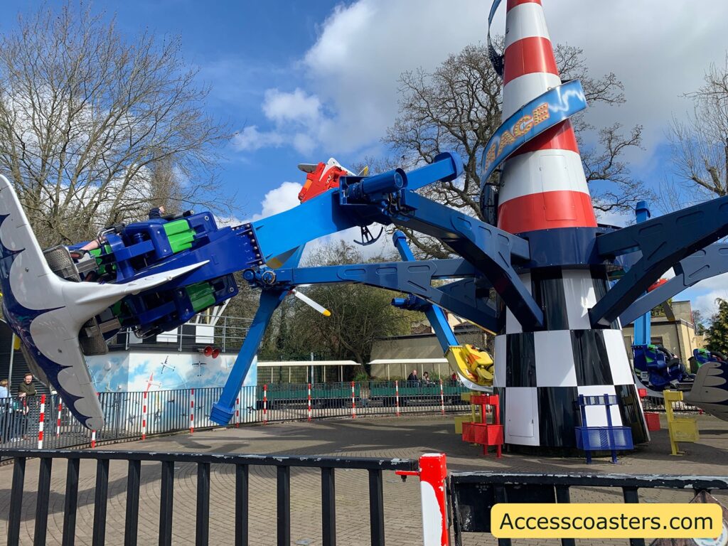 in the image you can see air racer during a ride cycle. some of the planes are upside down