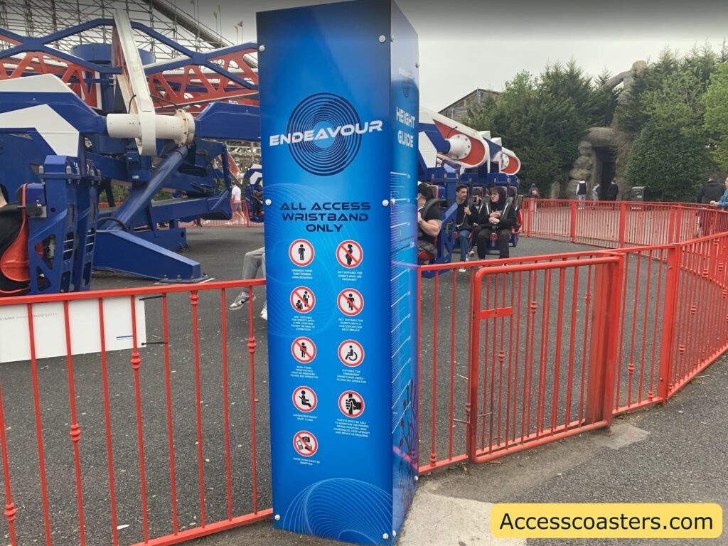 ENDEAVOUR

ALL ACCESS WRISTBAND ONLY

- No entry without wristband
- Not suitable for expectant mothers
- Not suitable for guests with heart conditions
- Not suitable for guests with back or neck problems
- Not suitable for guests with recent surgery
- Not suitable for guests with casts or splints
- Not suitable for guests with leg amputations
- Not suitable for guests with arm amputations
- Loose fitting footwear must be removed