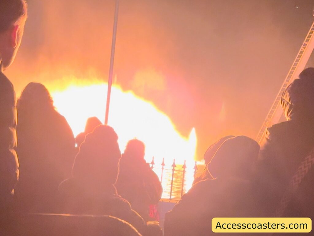 image of big ball if fire on lake