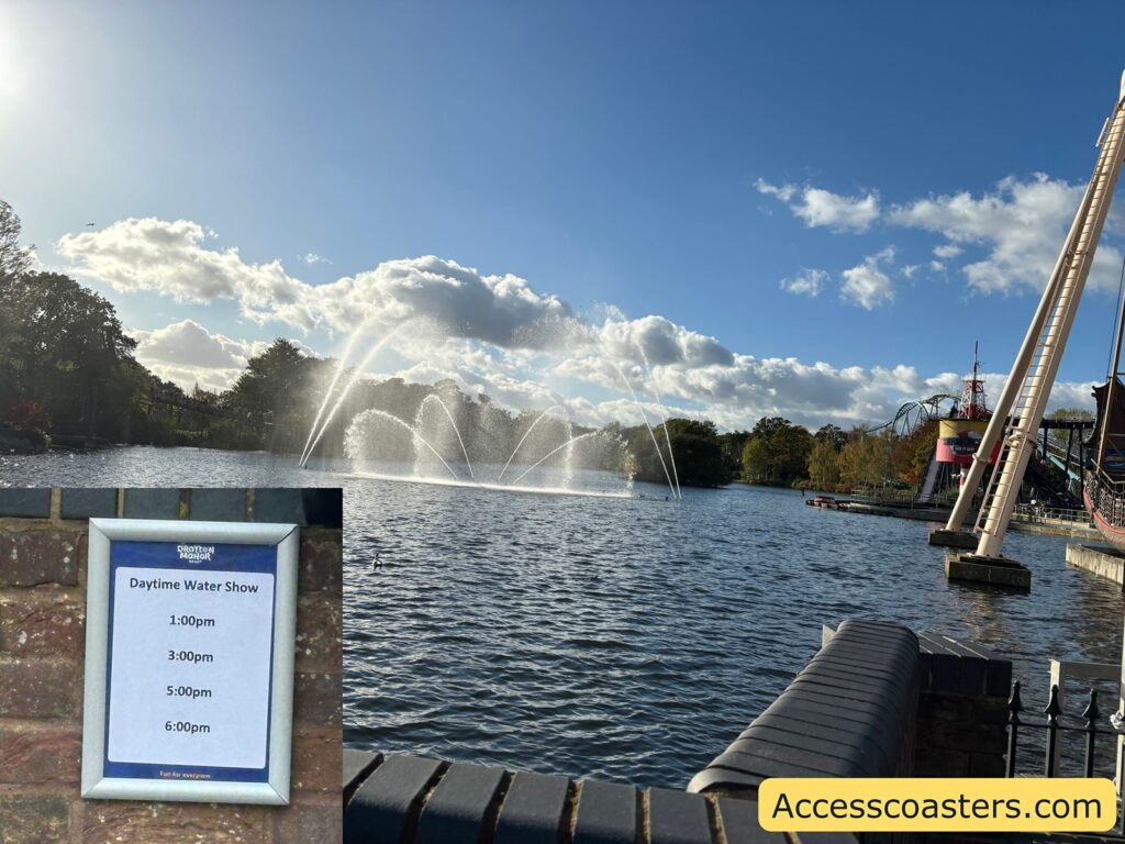 image of daytime fountine show with show times 