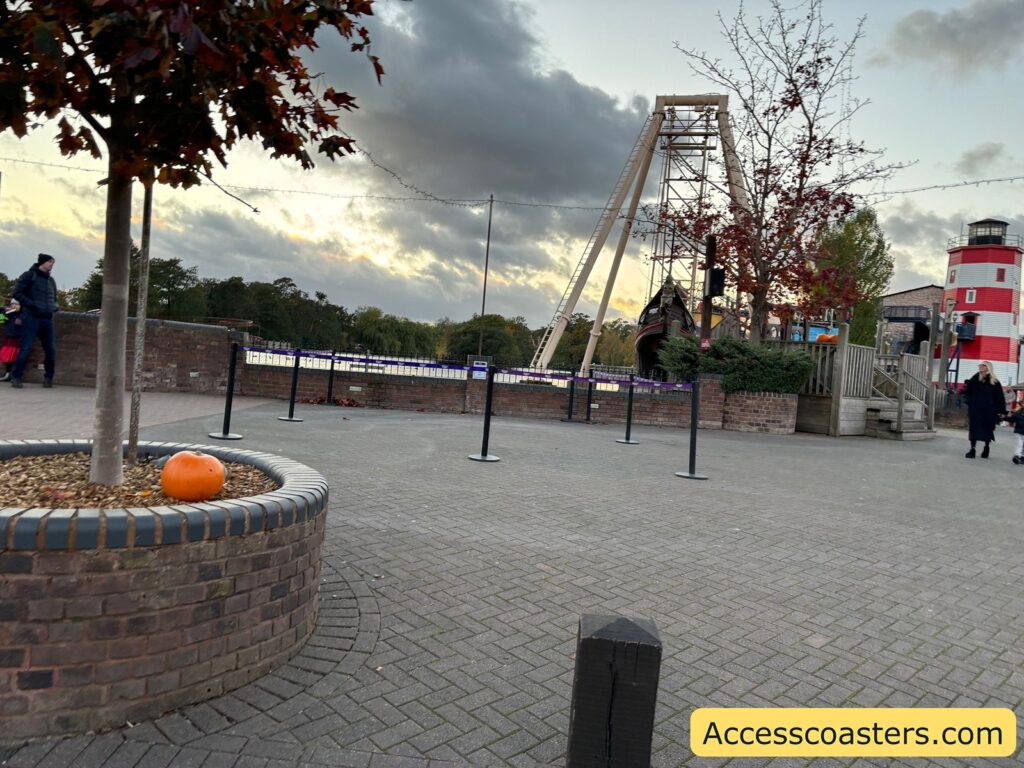  roped-off wheelchair and scooter area by the lakeside