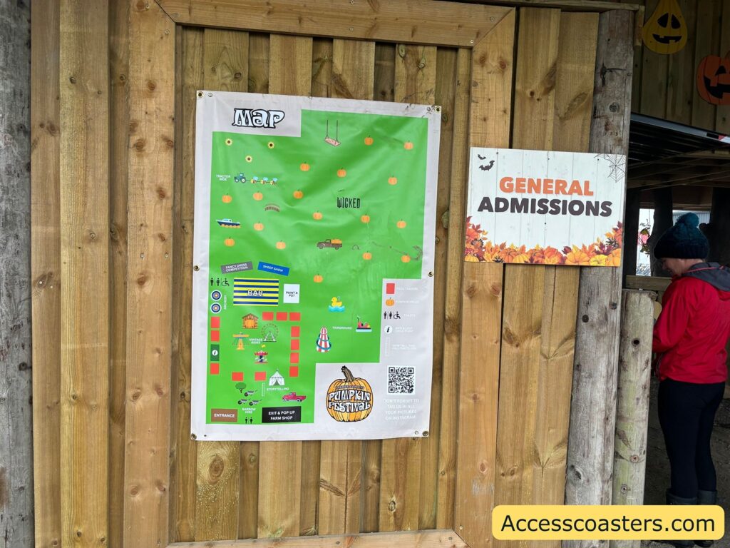 otice board at the admissions hut showing  a map