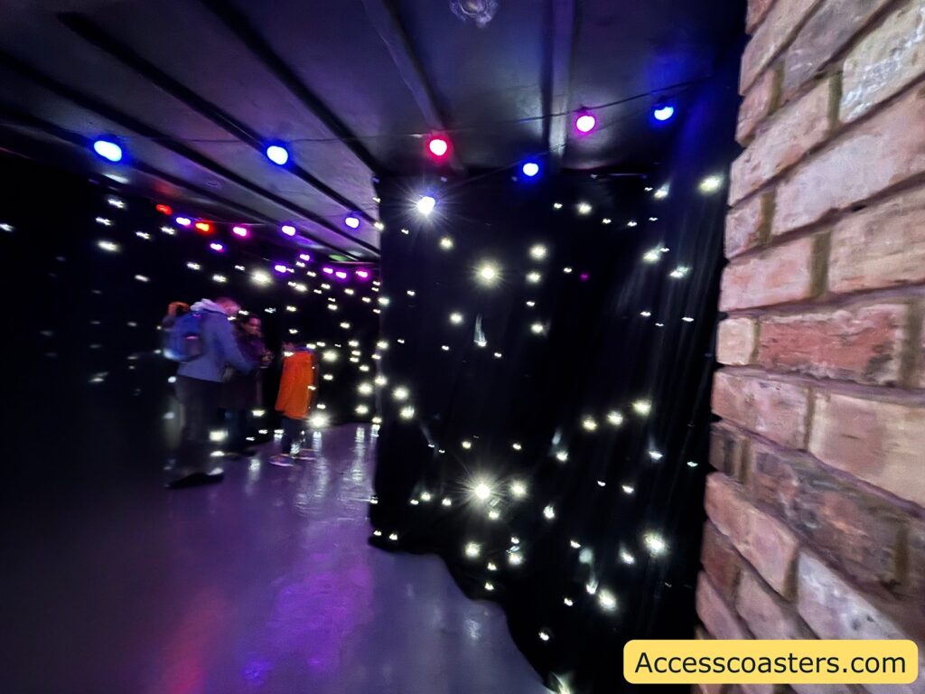 grotto entrance hall with star-shaped twinkling lights 