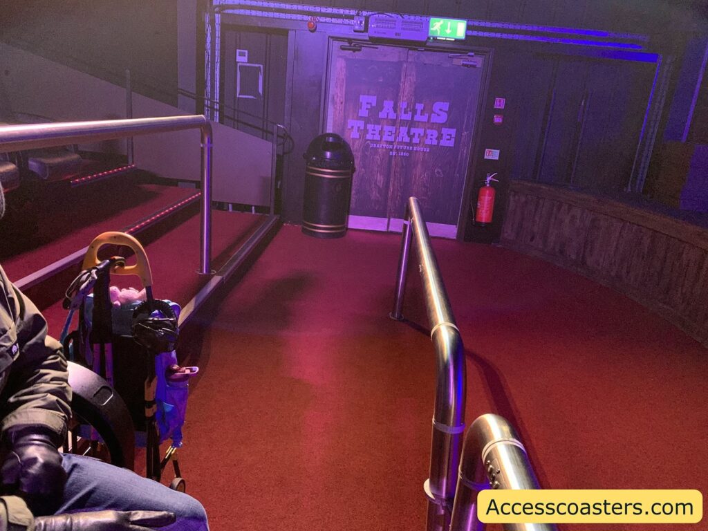 wheelchair seating area at the front of the theater