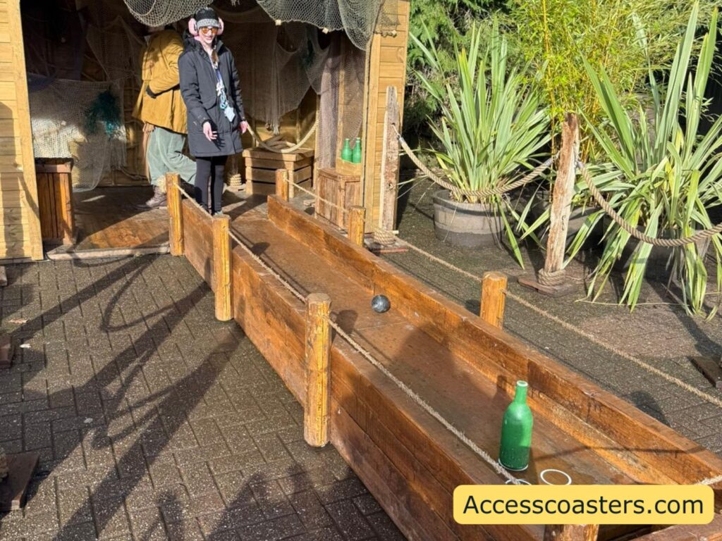 iona playing a a game of pirate themed bowling