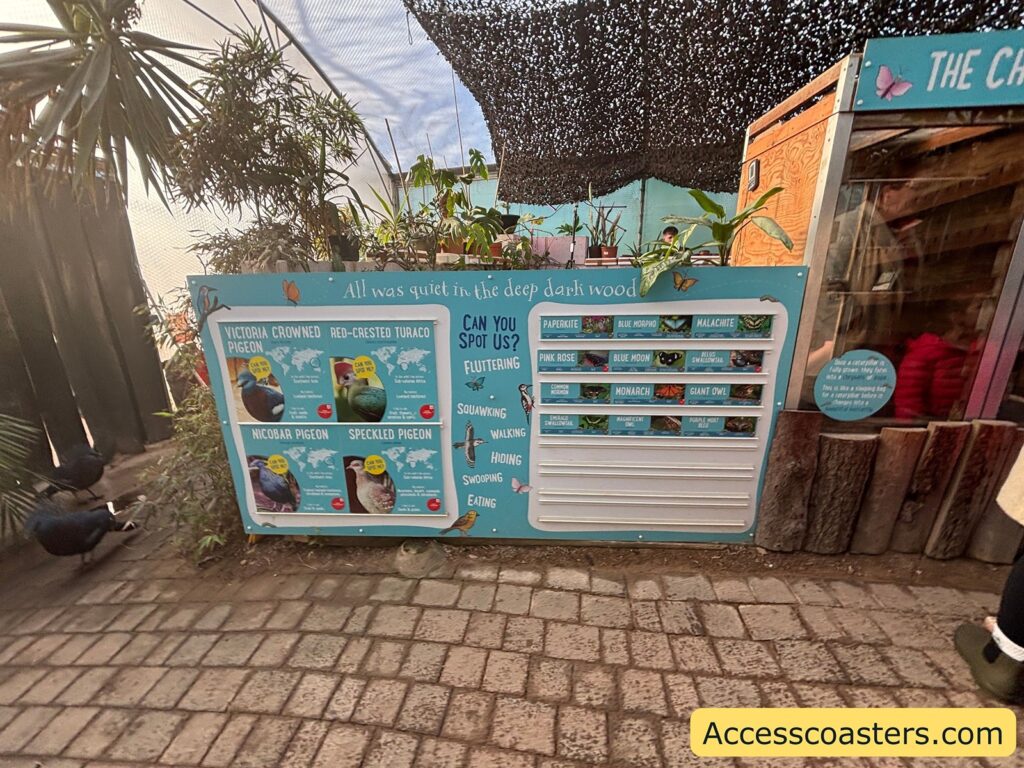 Large information or menu board about all the diffrent buterflys and animals 