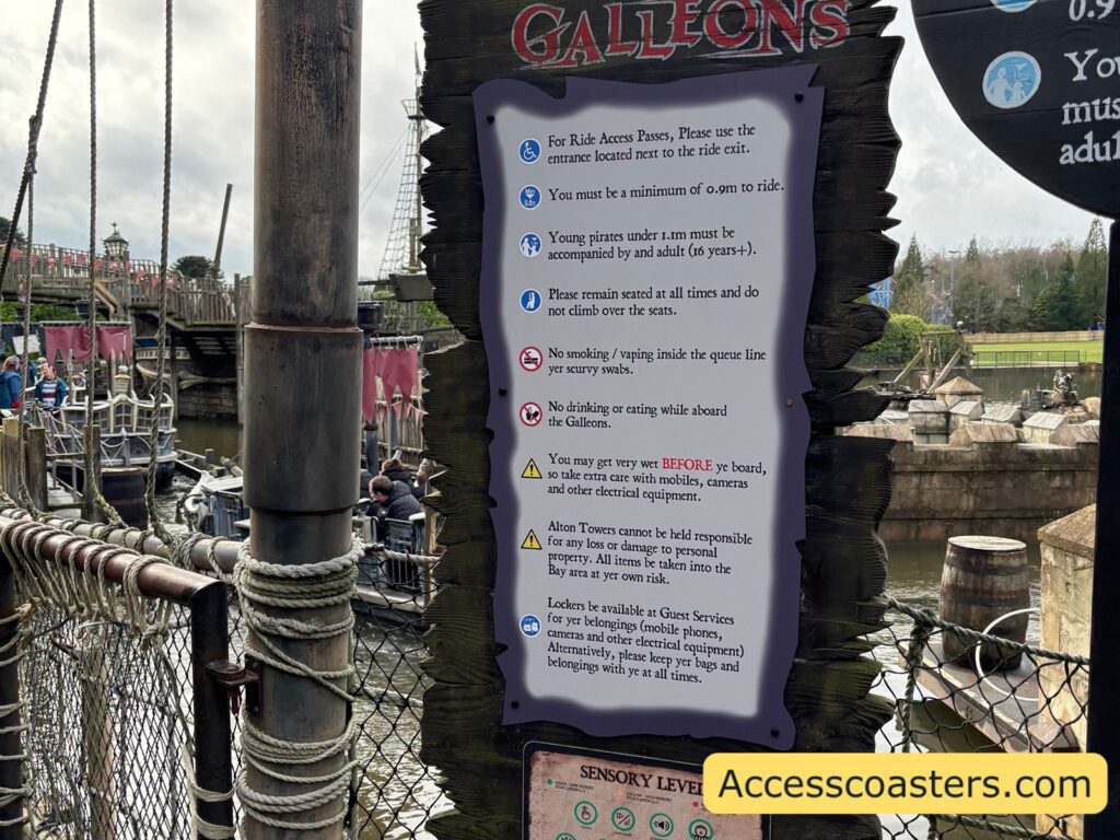 image of ride saftey and information post including ride restriction.