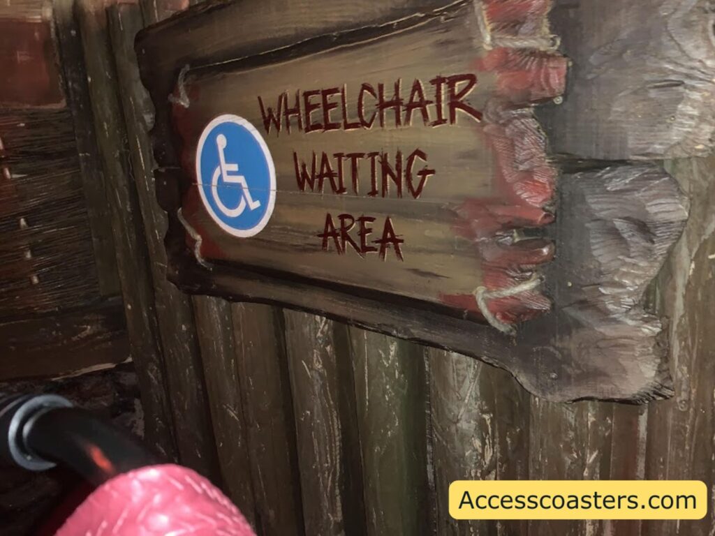 Sign indicating a wheelchair waiting area.