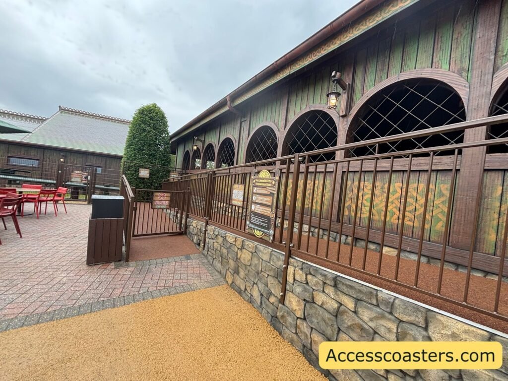 image of the queue assist/exit ramp leading up to Raven station building. 