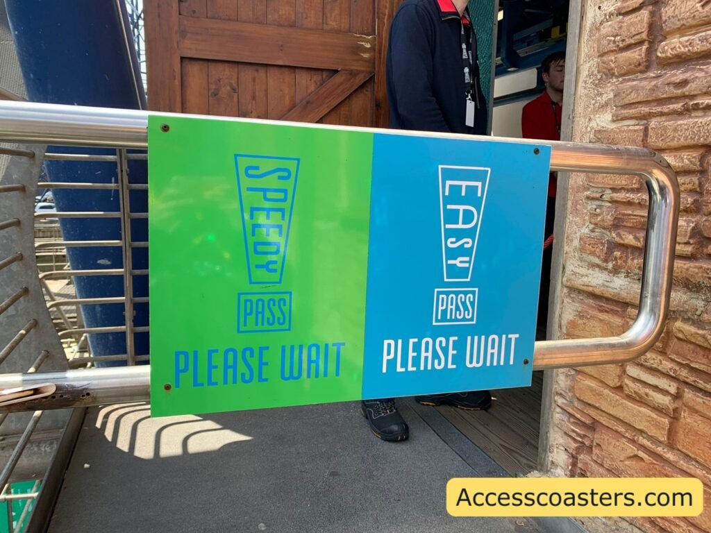 image of metal gates with sign bolted on that reads easy access and speedy pass entrance.  