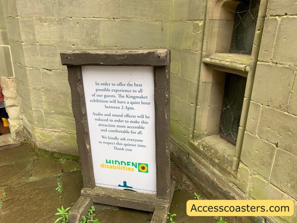 image of sign explaining about the quiet hour with the hidden disabilities sunflower logo at the bottom. 